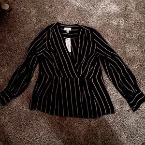 TopShop striped peplum-style blouse